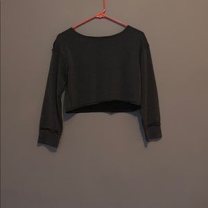 A grey long sleeve crop top